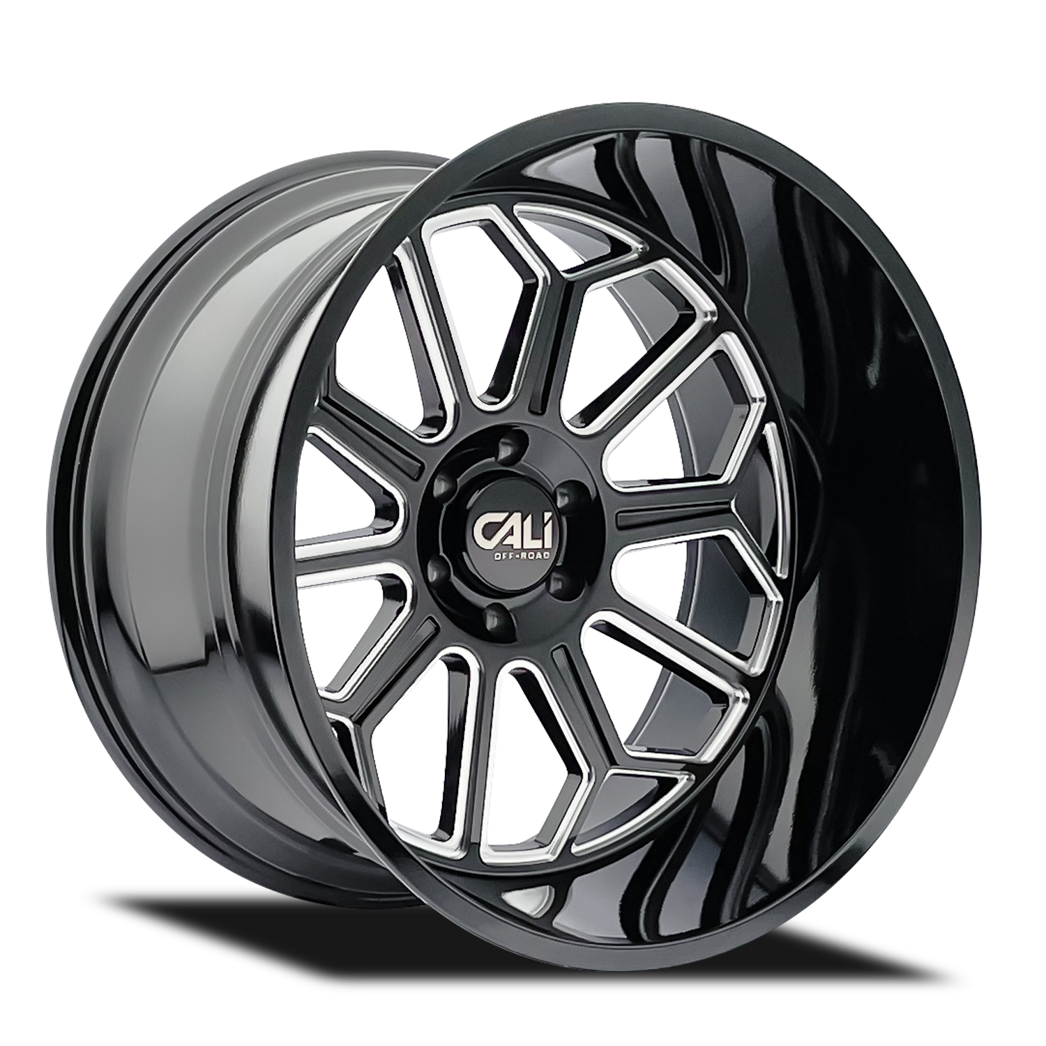 20x9 cali off-road auburn gloss black milled wheel 6x5.5 bolt pattern 12mm offset