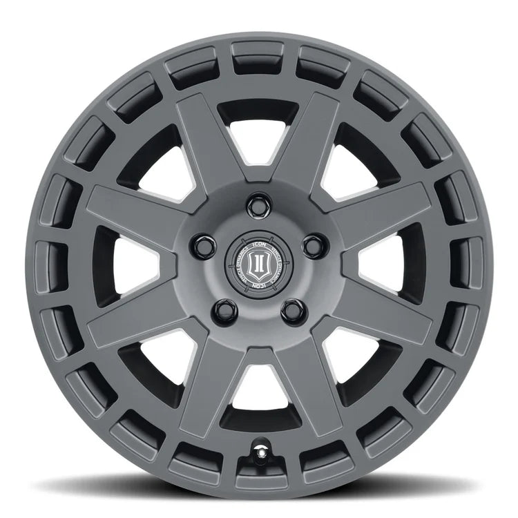 17x8.5 Icon Alloys Compass Satin Black Wheel 6x5.5 Bolt Pattern 0mm Offset