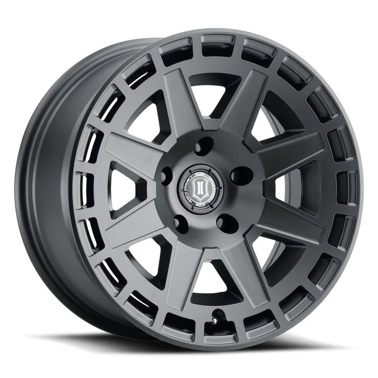 17x8.5 Icon Alloys Compass Satin Black Wheel 6x5.5 Bolt Pattern 0mm Offset