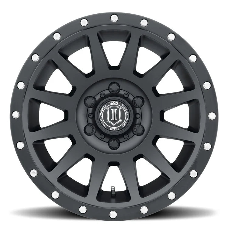 18x9 Icon Alloys Compression Satin Black Wheel 6x5.5 Bolt Pattern 25mm Offset