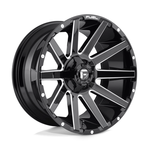 20x9 fuel off-road d615 contra gloss black milled wheel 6x5.5 bolt pattern 2mm offset