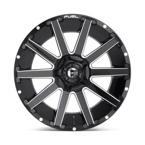 20x9 fuel off-road d615 contra gloss black milled wheel 6x5.5 bolt pattern 2mm offset