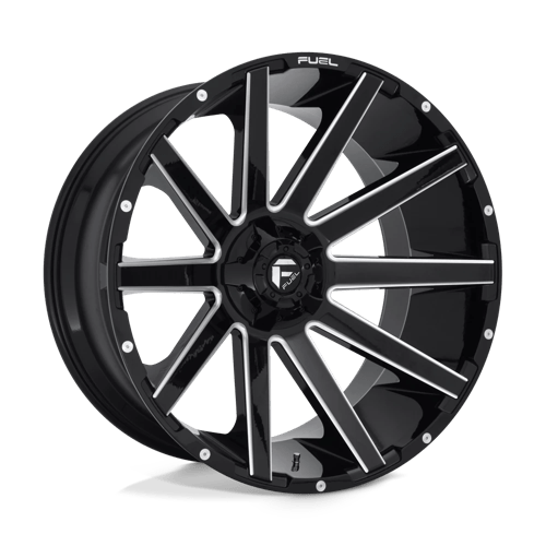 24x12 fuel off-road d615 contra gloss black milled wheel 6x5.5 bolt pattern 44mm offset