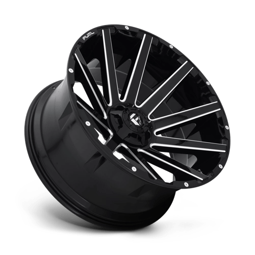 24x12 fuel off-road d615 contra gloss black milled wheel 6x5.5 bolt pattern 44mm offset