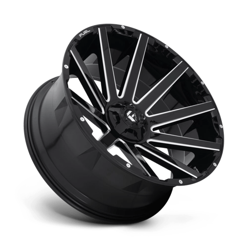 26x12 fuel off-road d615 contra gloss black milled wheel 6x5.5 bolt pattern 44mm offset