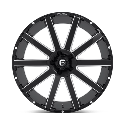 26x12 fuel off-road d615 contra gloss black milled wheel 6x5.5 bolt pattern 44mm offset