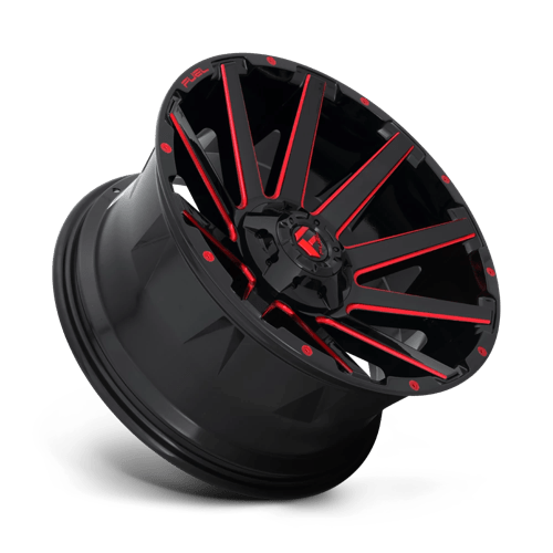 20x9 fuel off-road d643 contra gloss black red tinted clear wheel 6x5.5 bolt pattern 1mm offset