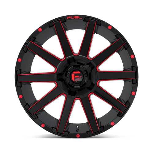 18x9 fuel off-road d643 contra gloss black red tinted clear wheel 6x5.5 bolt pattern 1mm offset