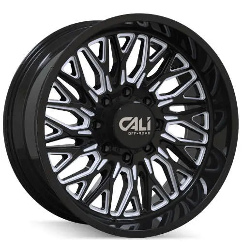 22x10 Cali Off-Road Crusher Gloss Black Milled Wheel 6x5.5 Bolt Pattern -19mm Offset