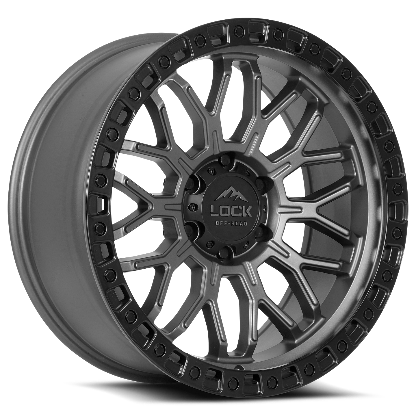 17x9 lock off-road combat matte grey w matte black ring wheel 6x5.5 bolt pattern 12mm offset