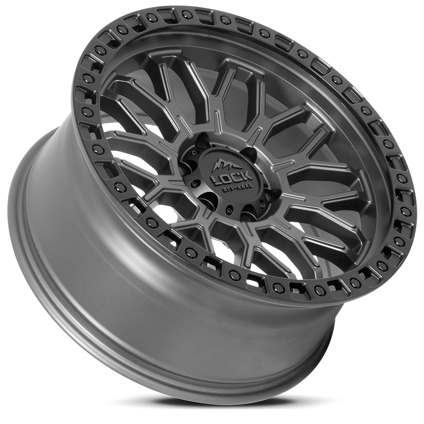 17x9 lock off-road combat matte grey w matte black ring wheel 6x5.5 bolt pattern 1mm offset