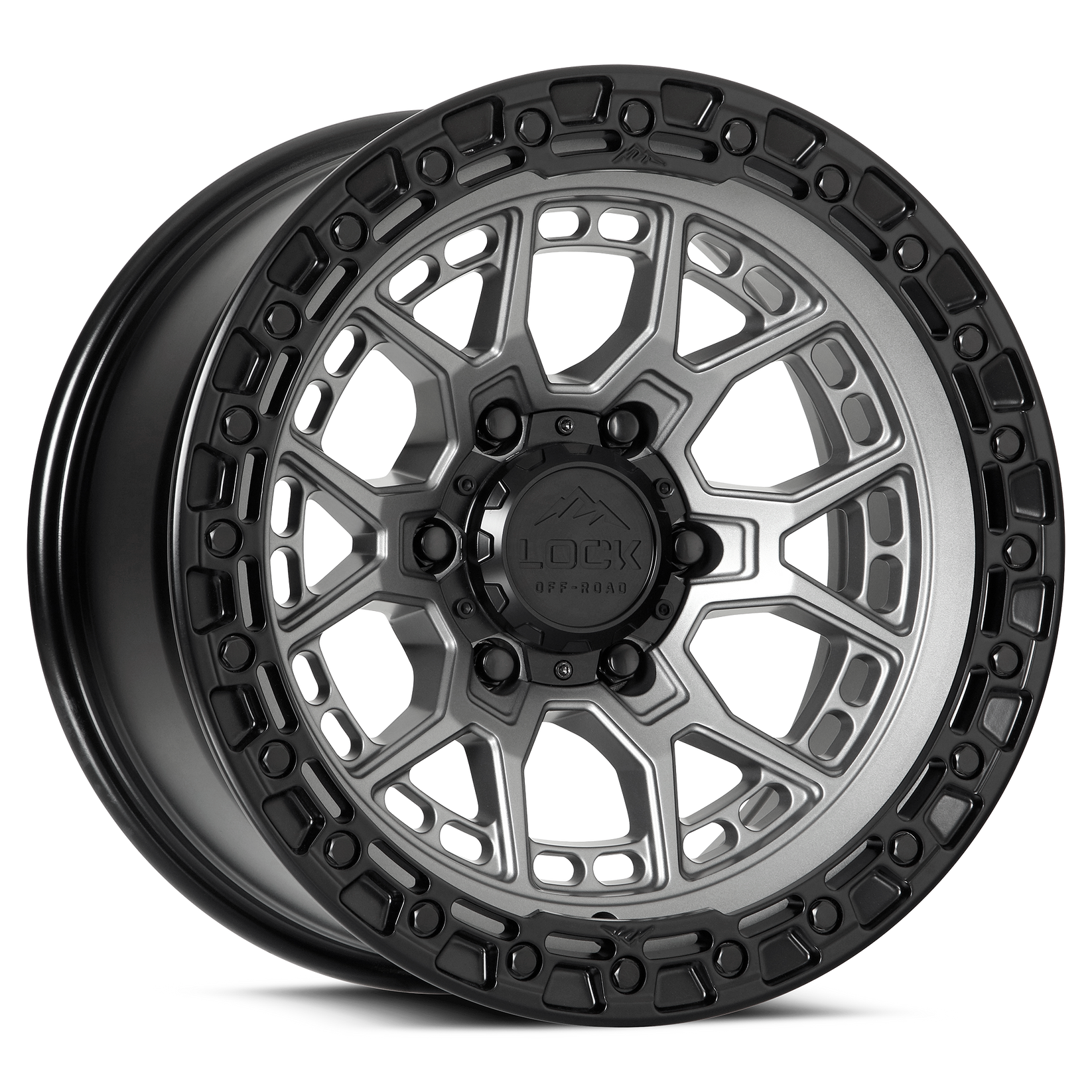 20x9 lock off-road commando matte grey w matte black ring wheel 6x5.5 bolt pattern 0mm offset