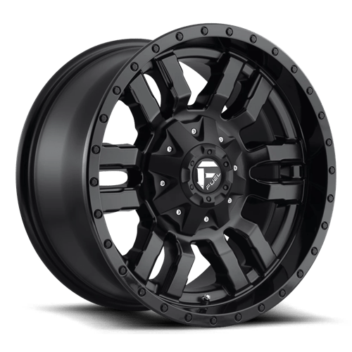 20x9 fuel off-road d596 sledge matte black gloss black lip wheel 6x5.5 bolt pattern 1mm offset