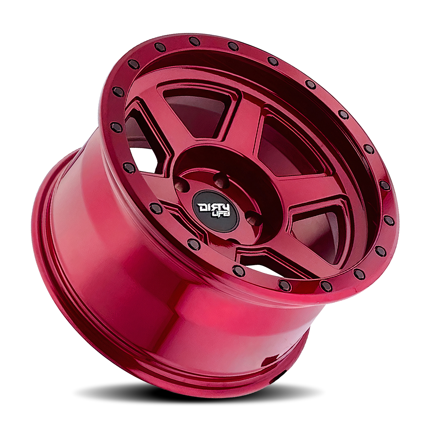17x9 dirty life compound gloss crimson candy red wheel 6x5.5 bolt pattern 12mm offset
