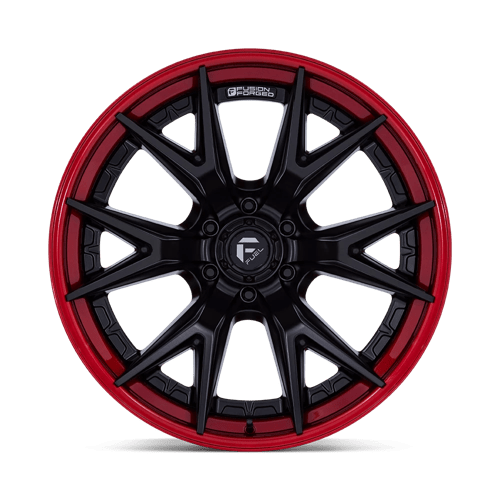 22x12 fuel off-road fc402 catalyst matte black w candy red lip wheel 6x5.5 bolt pattern 44mm offset