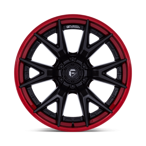 20x10 fuel off-road fc402 catalyst matte black w candy red lip wheel 6x5.5 bolt pattern 18mm offset