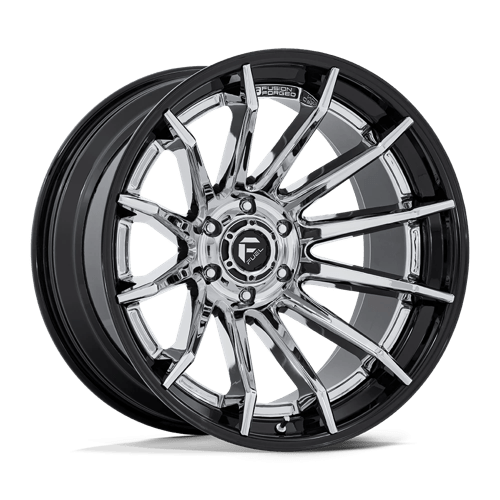 22x12 fuel off-road fc403 burn chrome w gloss black lip wheel 6x5.5 bolt pattern 44mm offset