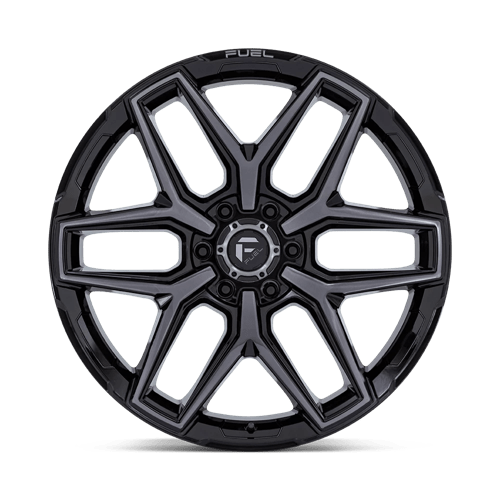 22x10 fuel off-road fc854 flux gloss black brush fc gray dddt wheel 6x5.5 bolt pattern 18mm offset