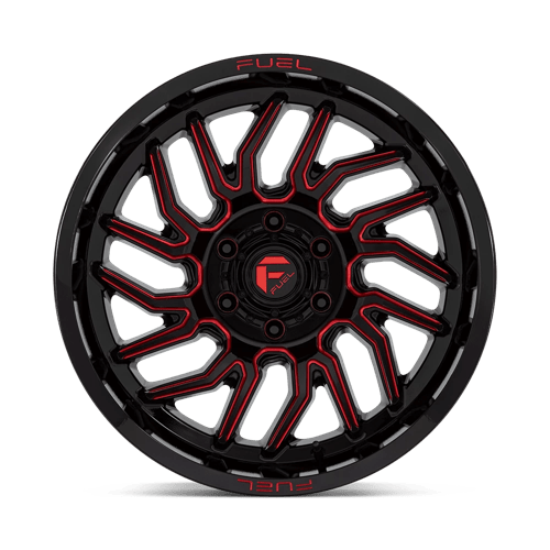 20x10 fuel off-road d808 hurricane gloss black milled red tint wheel 6x5.5 bolt pattern 18mm offset