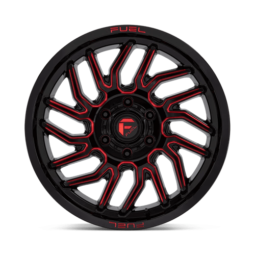 20x9 fuel off-road d808 hurricane gloss black milled red tint wheel 6x5.5 bolt pattern 20mm offset