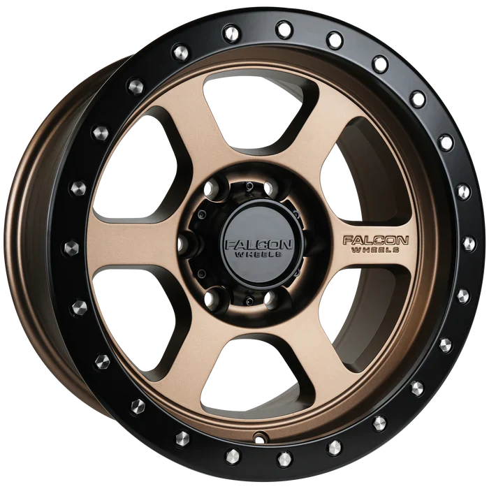 17x9 Falcon Wheels T1 Matte Bronze W/Matte Black Ring Wheel 6x5.5 Bolt Pattern 0mm Offset