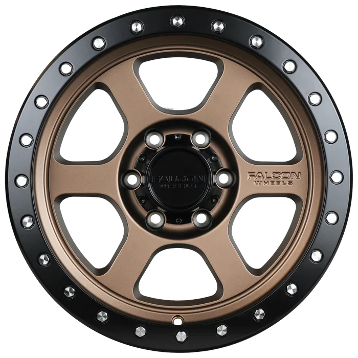 17x9 Falcon Wheels T1 Matte Bronze W/Matte Black Ring Wheel 6x5.5 Bolt Pattern 0mm Offset