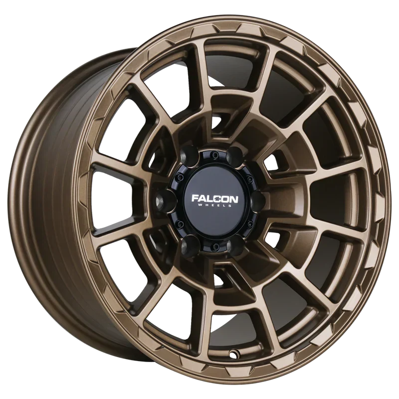 17x9 Falcon Wheels T4 Spyder Full Matte Bronze Wheel 6x5.5 Bolt Pattern -12mm Offset