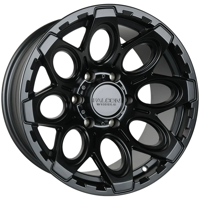 17x9 Falcon Wheels T6 Matte Black Wheel 6x5.5 Bolt Pattern -12mm Offset