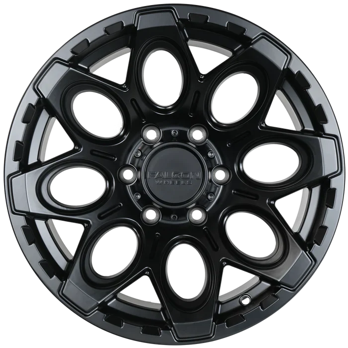 17x9 Falcon Wheels T6 Matte Black Wheel 6x5.5 Bolt Pattern -12mm Offset