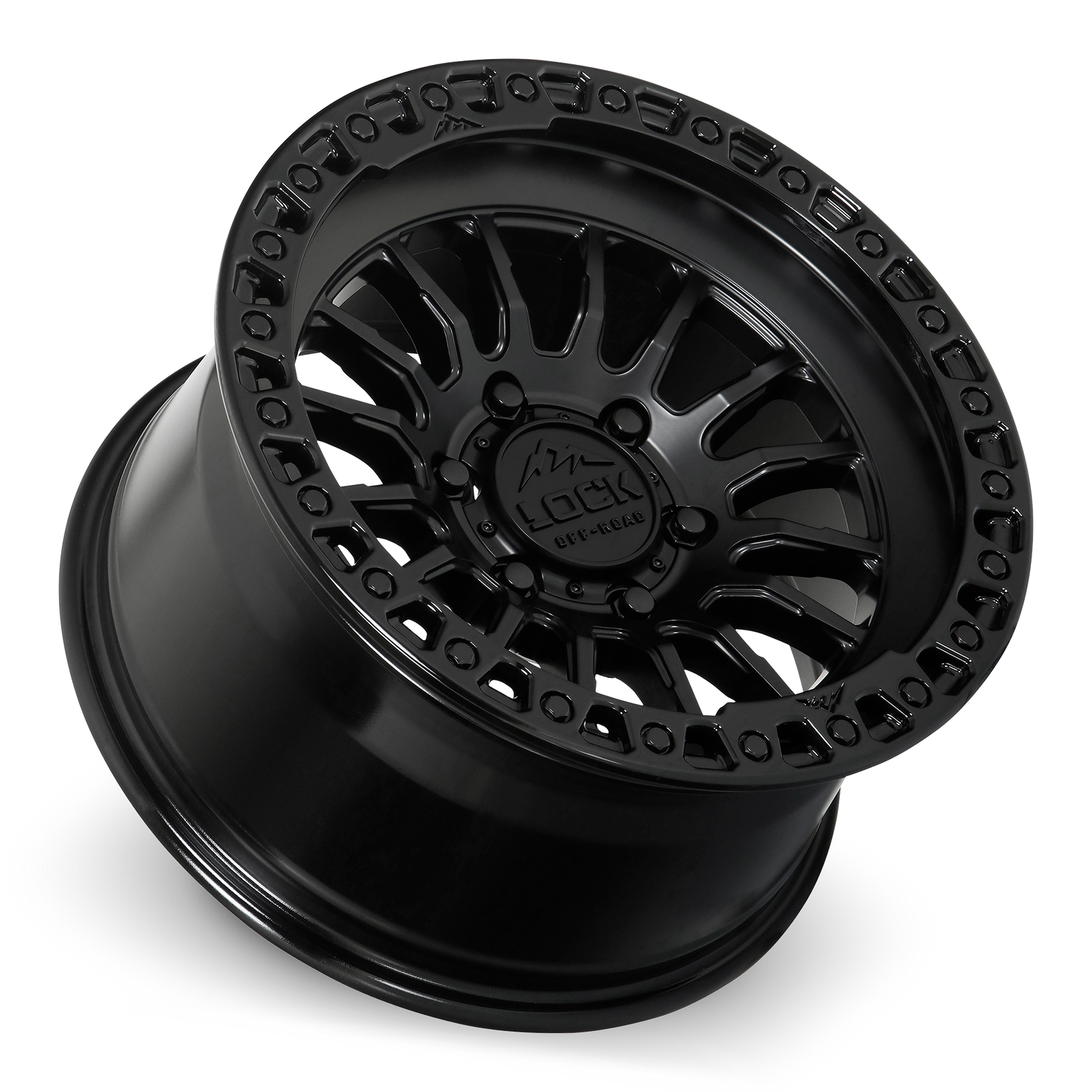 17x9 lock off-road grit matte black w gloss black ring wheel 6x5.5 bolt pattern 1mm offset