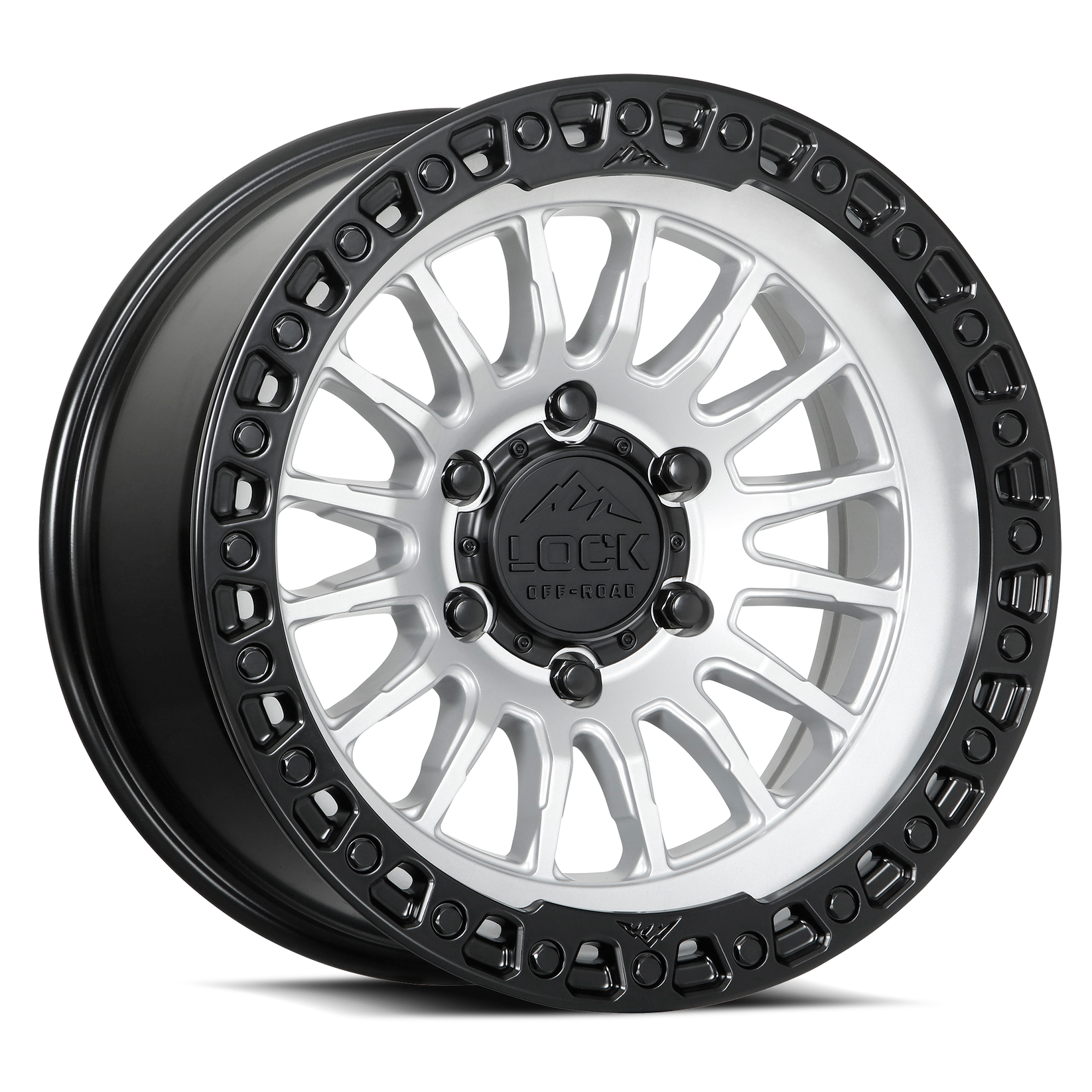 17x8 5 lock off-road grit matte silver w matte black ring wheel 6x5.5 bolt pattern 25mm offset