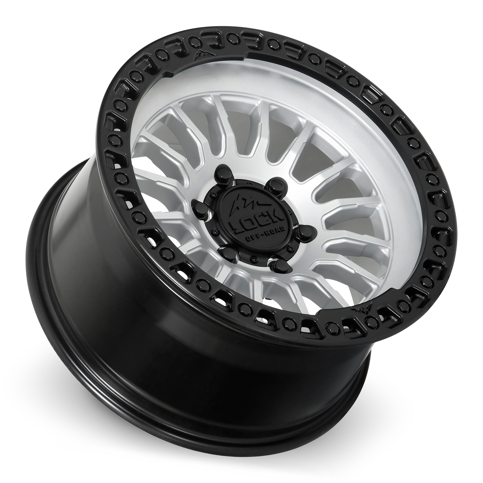 17x8 5 lock off-road grit matte silver w matte black ring wheel 6x5.5 bolt pattern 25mm offset