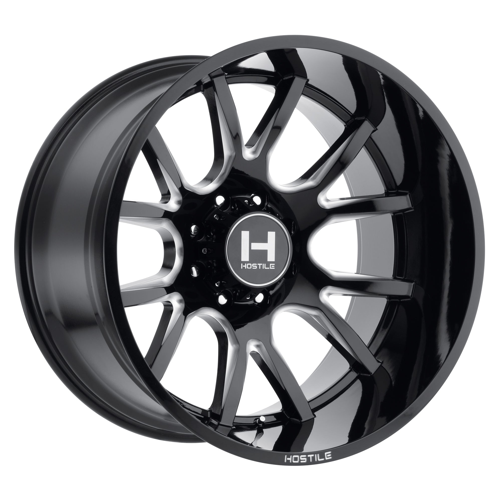 22x10 Hostile Rage H113 Black Milled Wheel 6x5.5 Bolt Pattern -25mm Offset