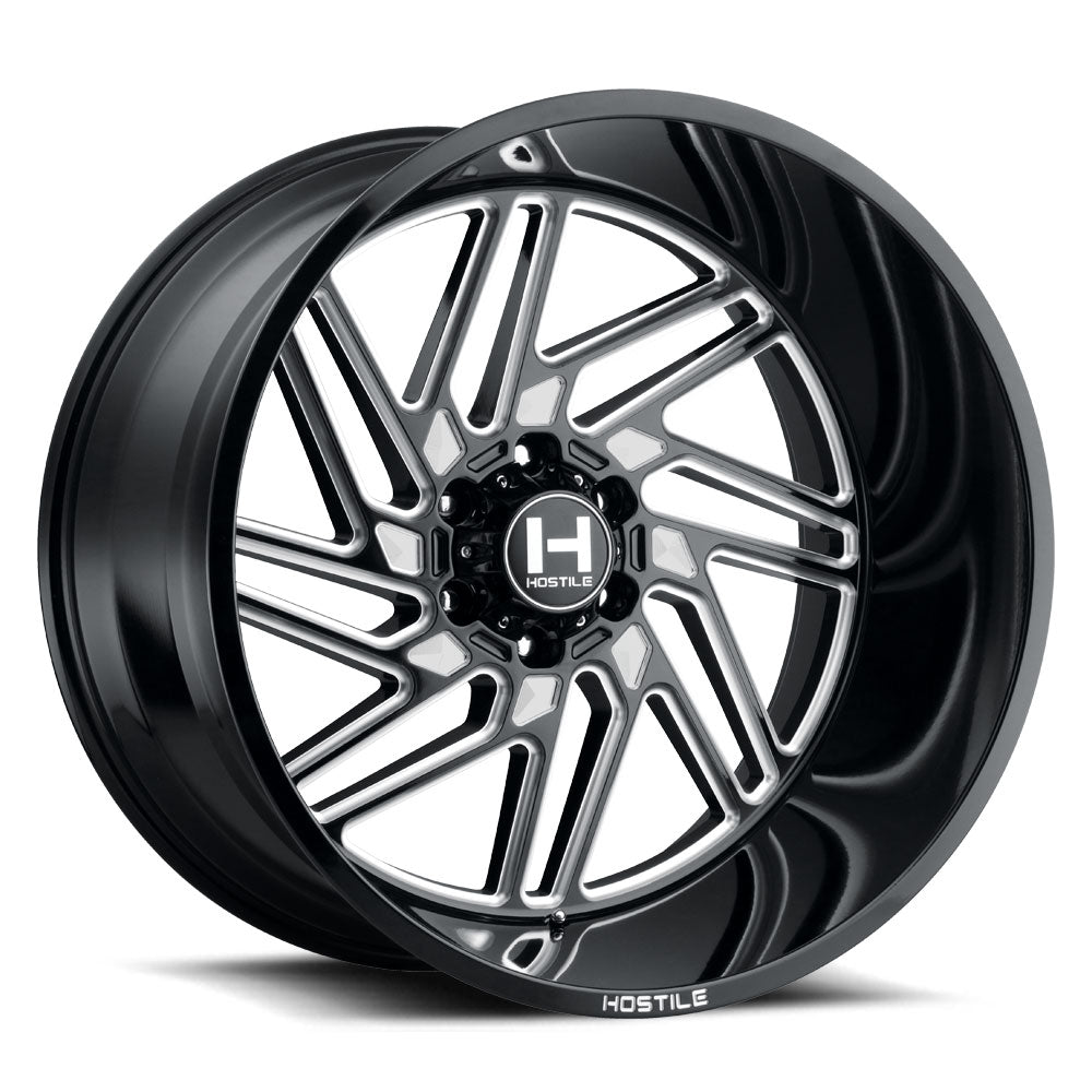 24x14 Hostile Jigsaw H116 Black Milled Wheel 6x5.5 Bolt Pattern -83mm Offset