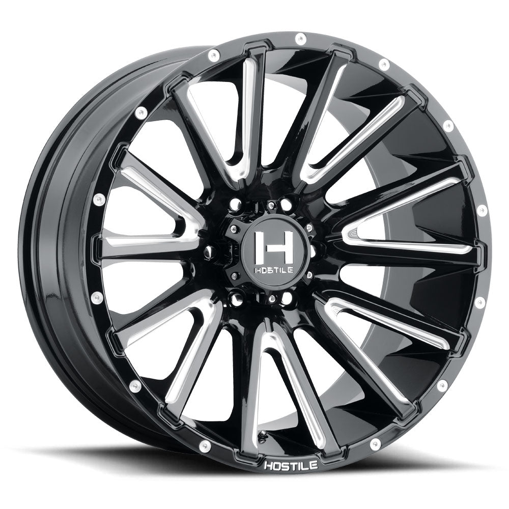 20x12 hostile wheels h123 typhoon blade cut wheel 6x5.5 bolt pattern 44mm offset
