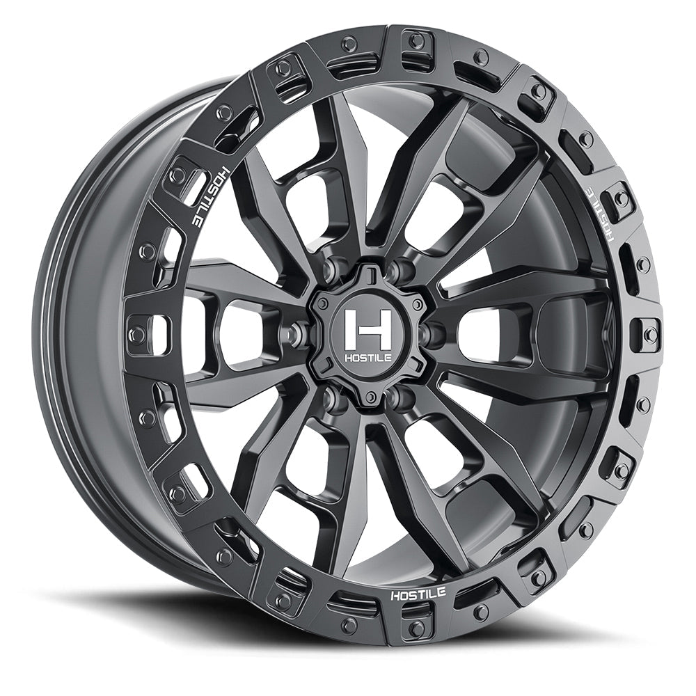 17x9 hostile wheels h130 crandon asphalt wheel 6x5.5 bolt pattern 0mm offset
