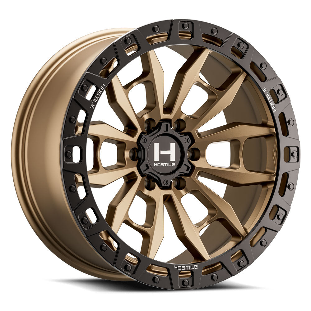 17x9 hostile wheels h130 crandon bronze wheel 6x5.5 bolt pattern 0mm offset