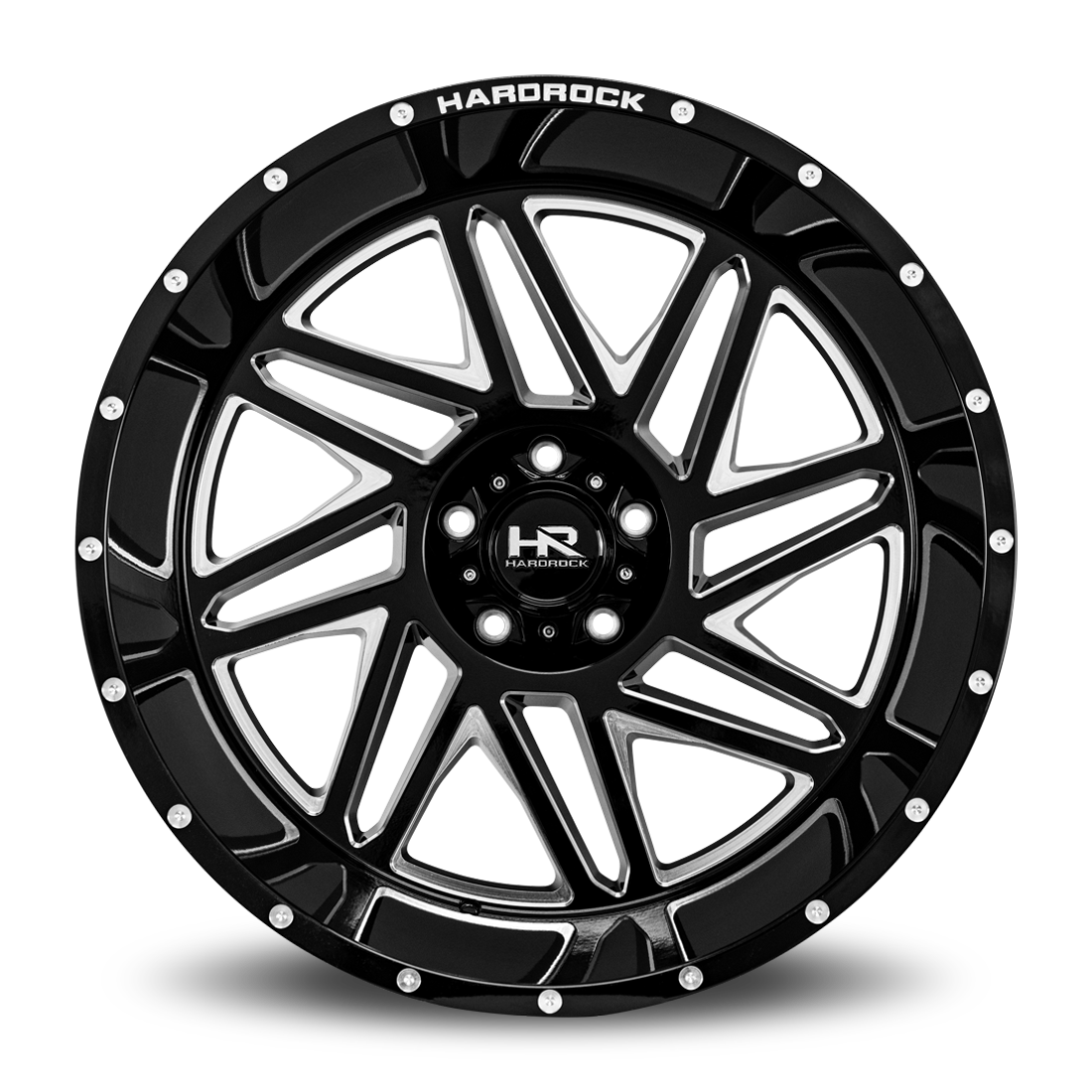 24x14 Hardrock Offroad H501 Bones XPosed Gloss Black Milled Wheel 6x5.5 Bolt Pattern -76mm Offset