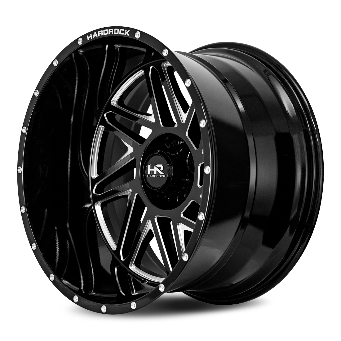 24x14 Hardrock Offroad H501 Bones XPosed Gloss Black Milled Wheel 6x5.5 Bolt Pattern -76mm Offset