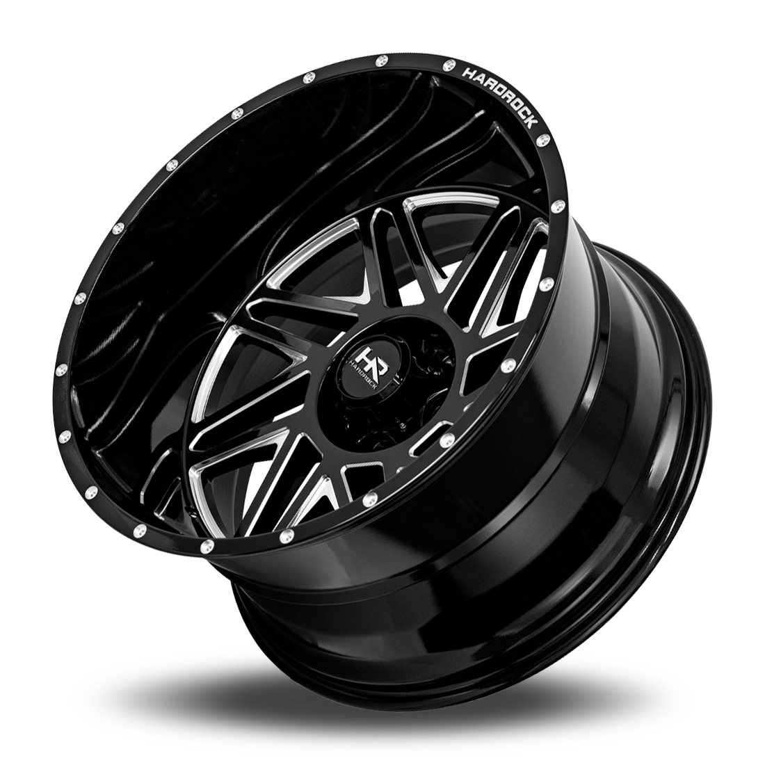 24x14 Hardrock Offroad H501 Bones XPosed Gloss Black Milled Wheel 6x5.5 Bolt Pattern -76mm Offset