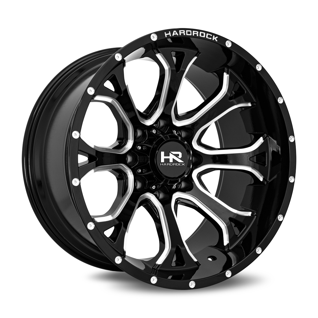 22x12 Hardrock Offroad H505 BloodShot Xposed Gloss Black Milled Wheel 6x5.5 Bolt Pattern -51mm Offset