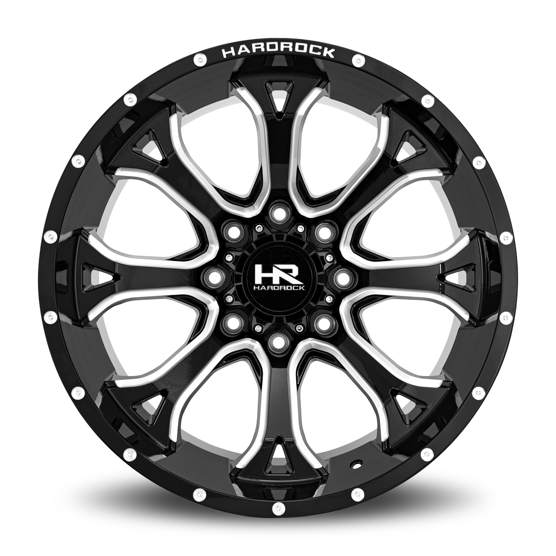 24x14 Hardrock Offroad H505 BloodShot Xposed Gloss Black Milled Wheel 6x5.5 Bolt Pattern -76mm Offset
