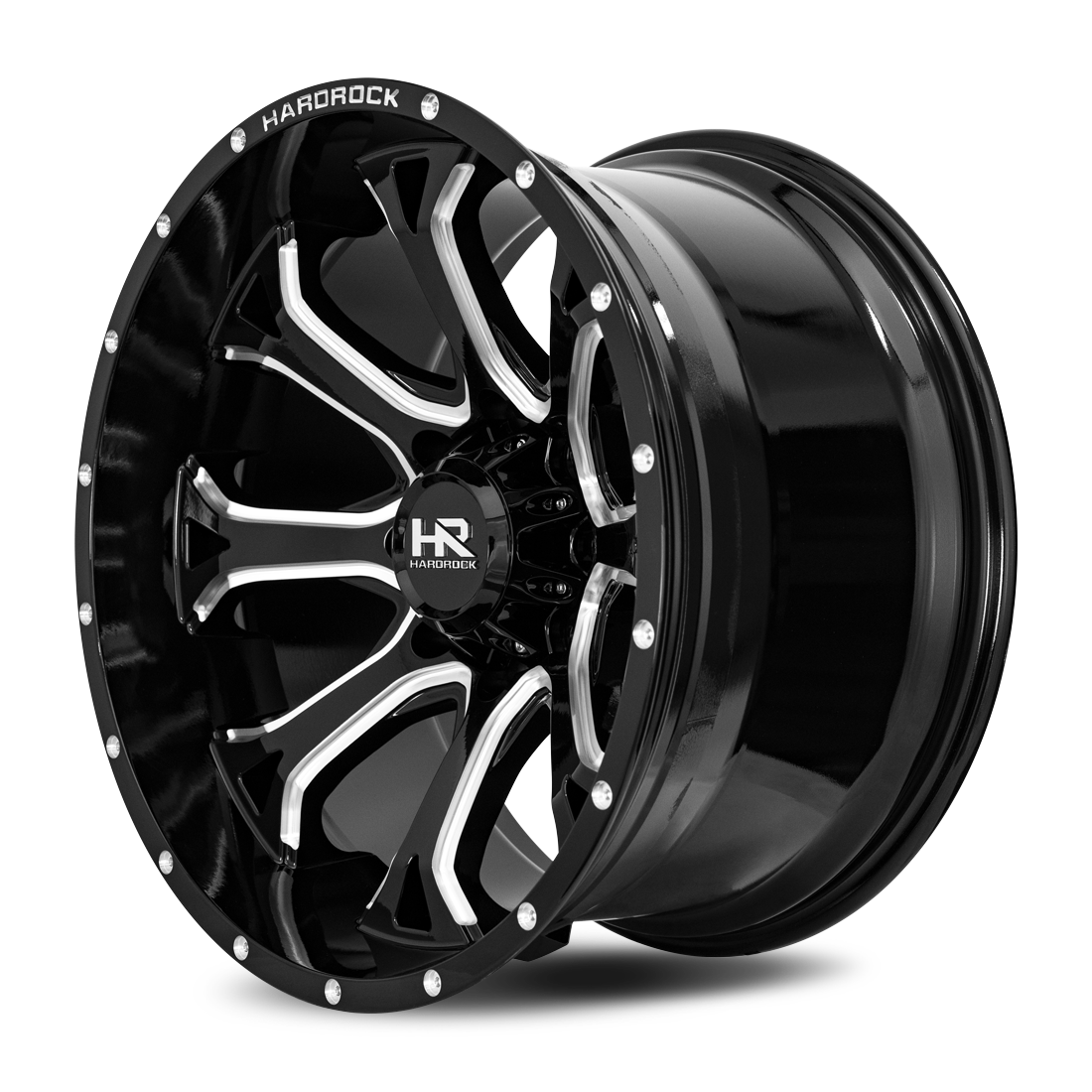 22x12 Hardrock Offroad H505 BloodShot Xposed Gloss Black Milled Wheel 6x5.5 Bolt Pattern -51mm Offset