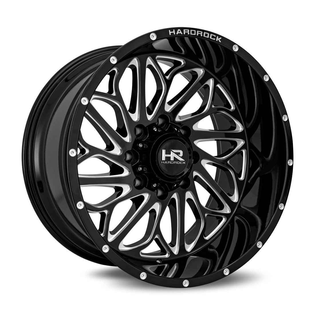 22x12 Hardrock Offroad H508 BlackTop Xposed Gloss Black Milled Wheel 6x5.5 Bolt Pattern -51mm Offset