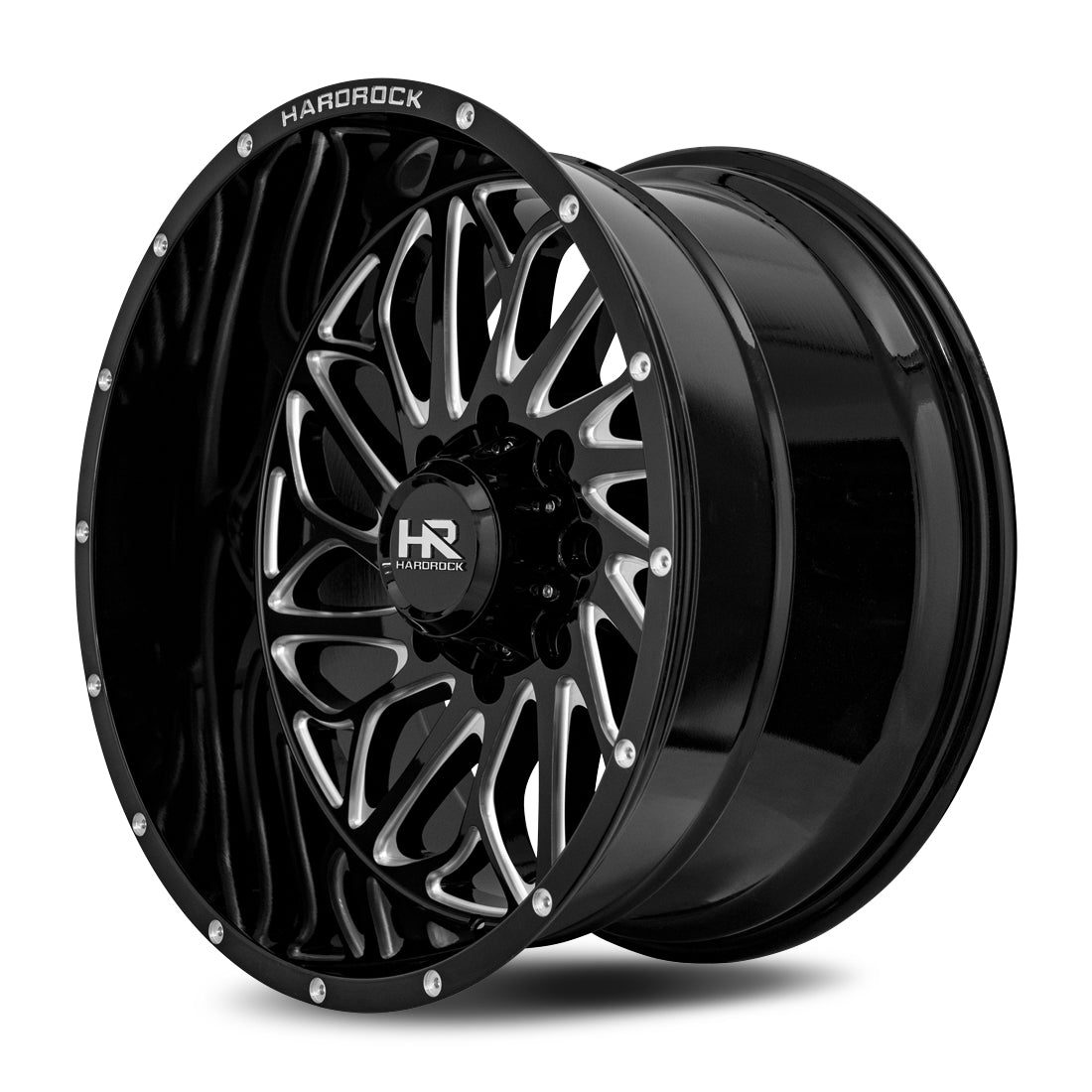 20x12 Hardrock Offroad H508 BlackTop Xposed Gloss Black Milled Wheel 6x5.5 Bolt Pattern -44mm Offset
