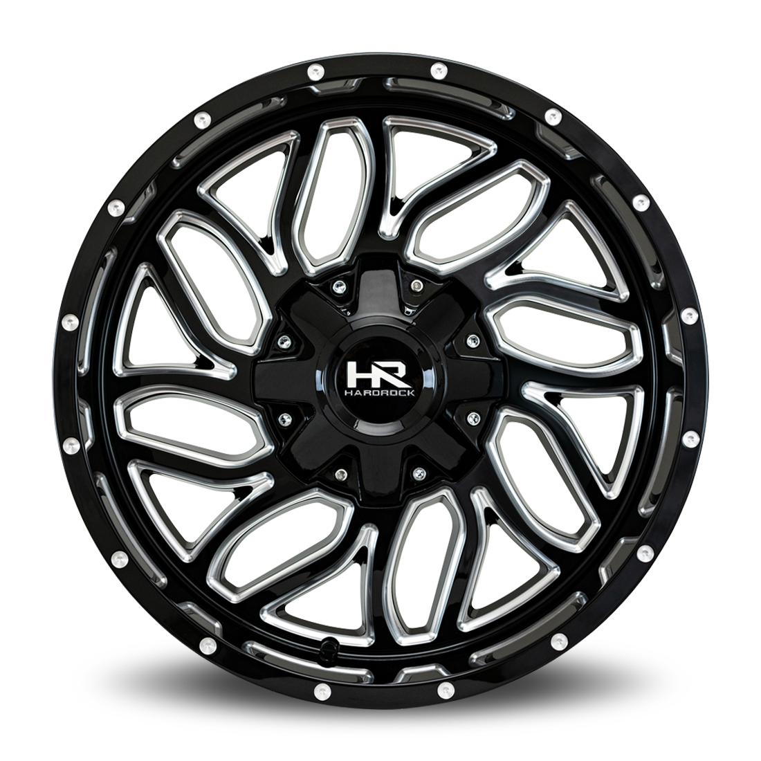 20x9 Hardrock Offroad H707 Destroyer Gloss Black Milled Wheel 6x5.5 Bolt Pattern 0mm Offset