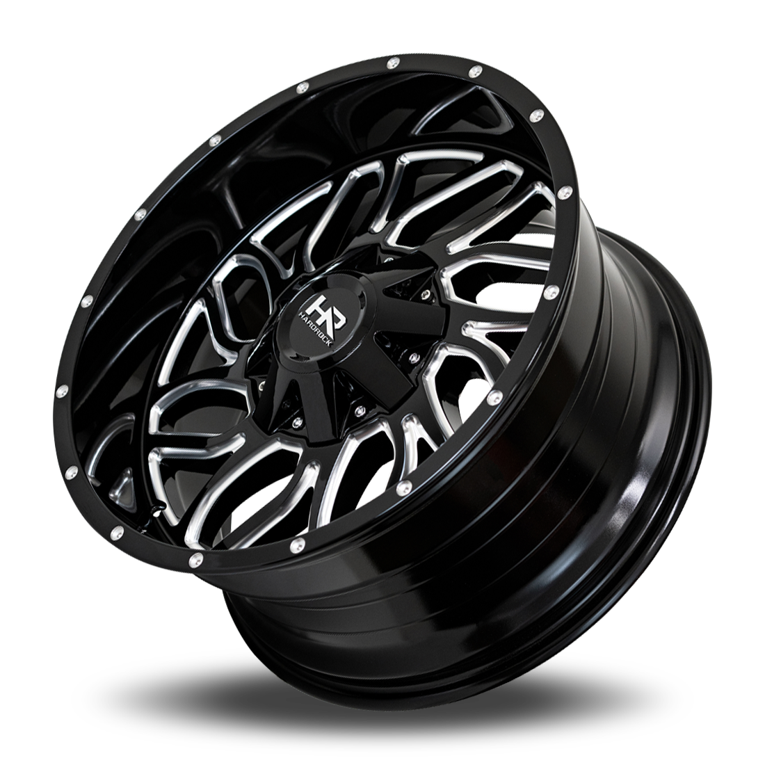 20x9 Hardrock Offroad H707 Destroyer Gloss Black Milled Wheel 6x5.5 Bolt Pattern 0mm Offset