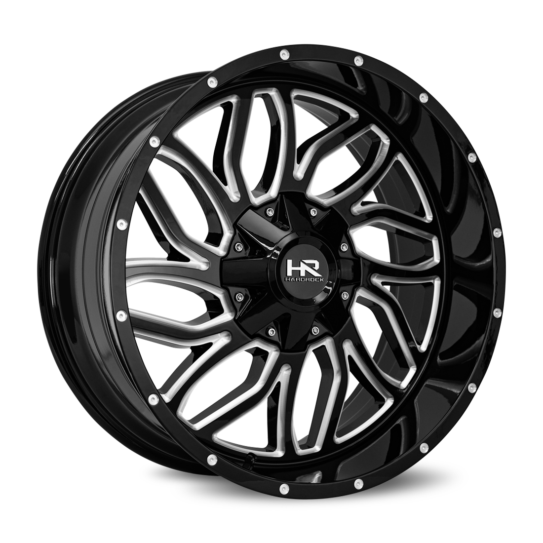 22x10 Hardrock Offroad H707 Destroyer Gloss Black Milled Wheel 6x5.5 Bolt Pattern -25mm Offset