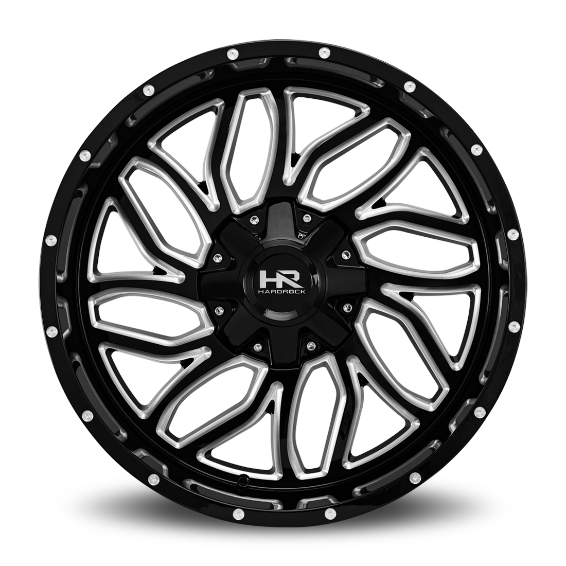 22x10 Hardrock Offroad H707 Destroyer Gloss Black Milled Wheel 6x5.5 Bolt Pattern -25mm Offset