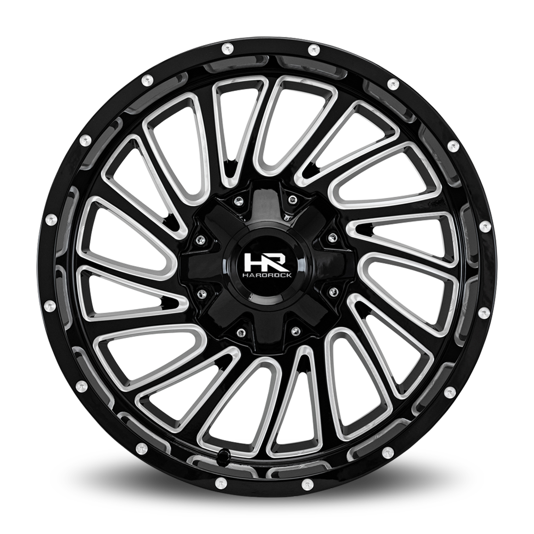 20x9 Hardrock Offroad H708 Overdrive Gloss Black Milled Wheel 6x5.5 Bolt Pattern 0mm Offset